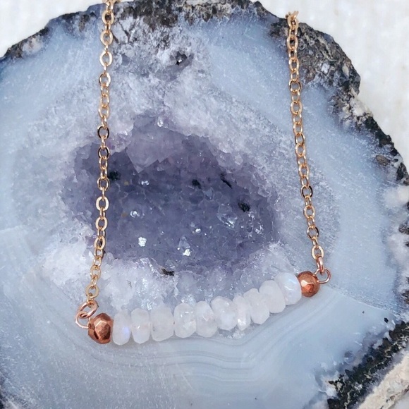 ❗️LAST❗️Rose Gold Moonstone Bar Necklace - Picture 3 of 4